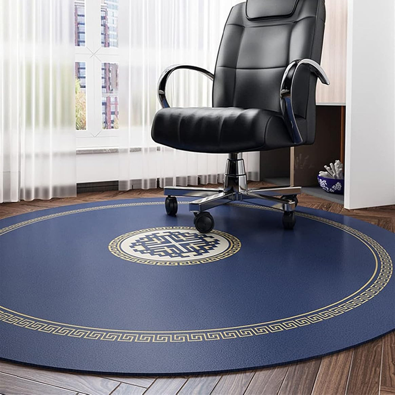 Coustom Large XXL PU Leather Waterproof Desk Chair Mat For Gaming Diameter 24in