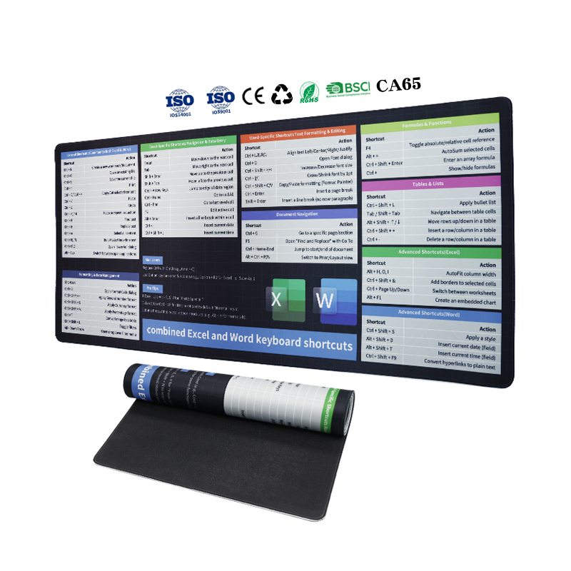 Custom Shortcut Keys Mouse Pad Extended Large XL Gaming Mousepad for Office 280mmx210mm